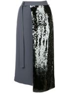 Tibi Sequinned Wrap Skirt - Grey