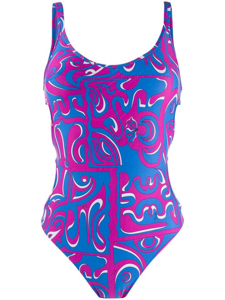 Emilio Pucci Rivera Print Swimsuit - Blue