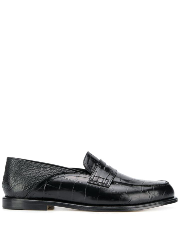 Loewe Croc-effect Loafers - Black