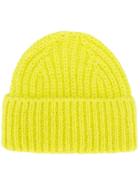 Closed Ribbed Beanie Hat - Yellow