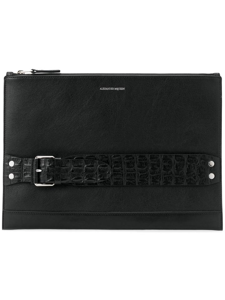 Alexander Mcqueen Strap Detail Clutch - Black