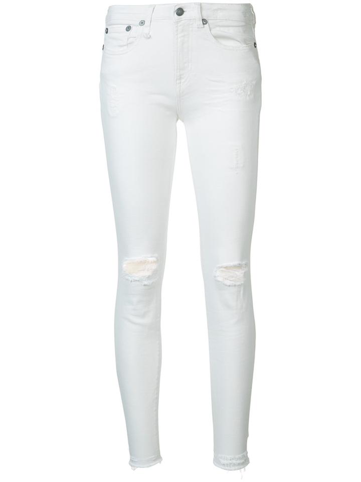 R13 Distressed Skinny Jeans, Women's, Size: 27, White, Cotton