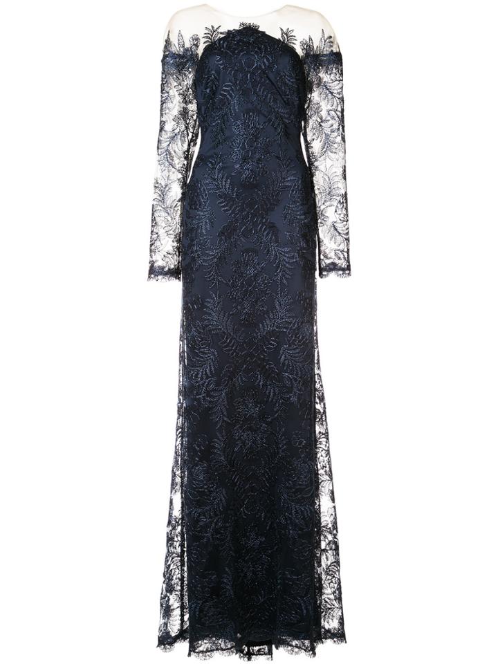 Tadashi Shoji Lace Off The Shoulder Gown - Blue