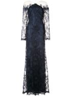 Tadashi Shoji Lace Off The Shoulder Gown - Blue