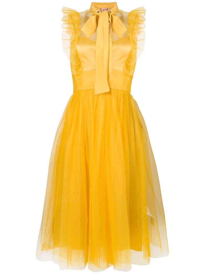 No21 Tulle Ruffled Dress - Yellow & Orange