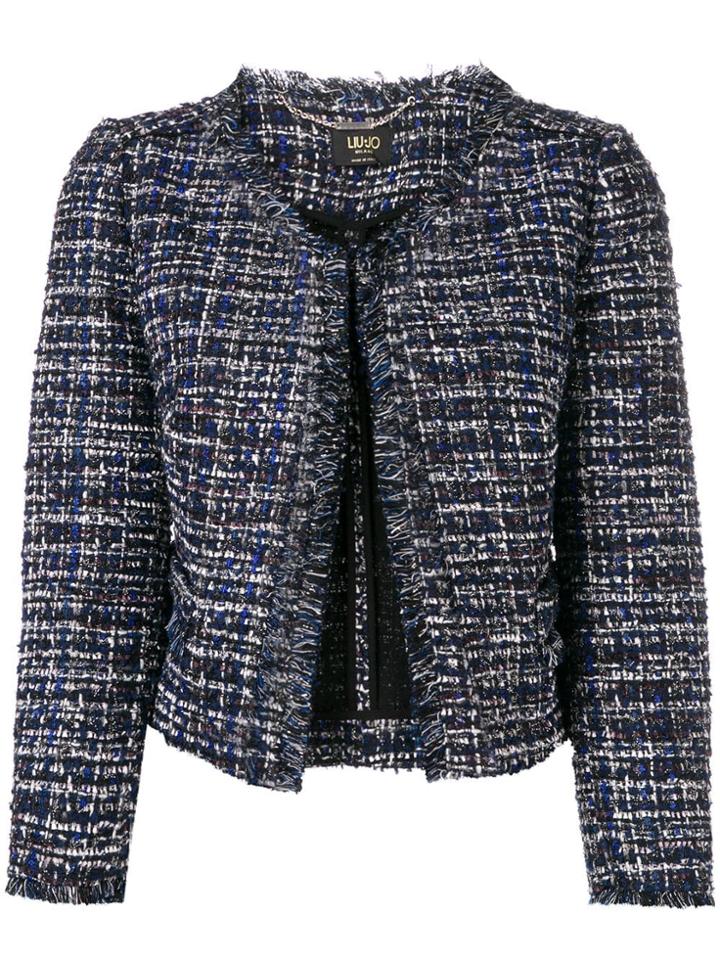 Liu Jo Cropped Tweed Jacket - Blue