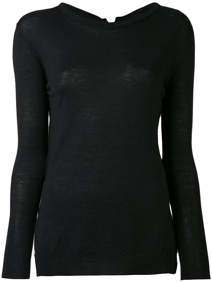 Kristensen Du Nord - Side-slit Longsleeve Sweater - Women - Cotton/cashmere - 0, Black, Cotton/cashmere