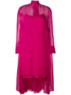Cédric Charlier Elongated Back Sheer Dress, Women's, Size: 38, Pink/purple, Silk/polyamide/acetate