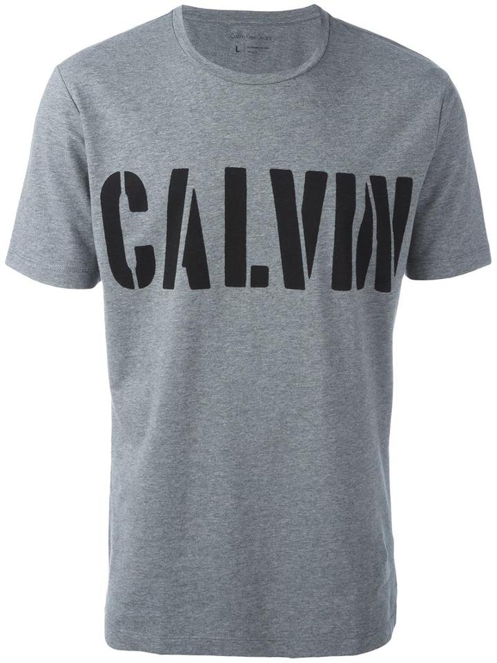 Calvin Klein Jeans Logo Print T-shirt, Men's, Size: Xl, Grey, Cotton/spandex/elastane