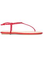 René Caovilla Embellished Flat Sandals - Red
