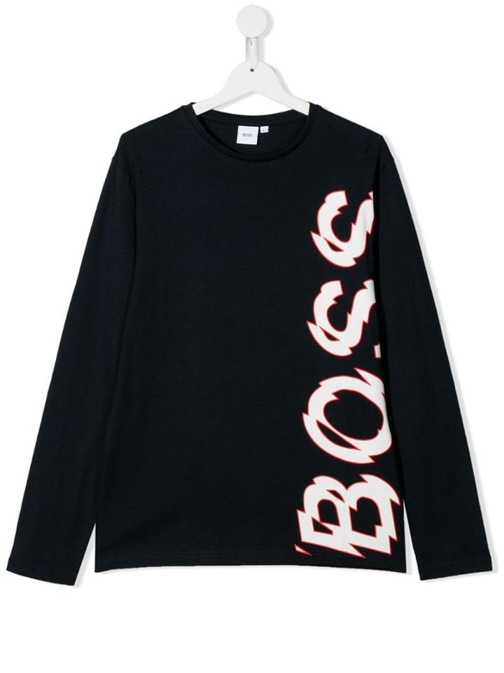 Boss Kids Teen Logo Print Jersey Top - Blue