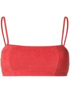 Ganni Towelled Bikini Top - Red