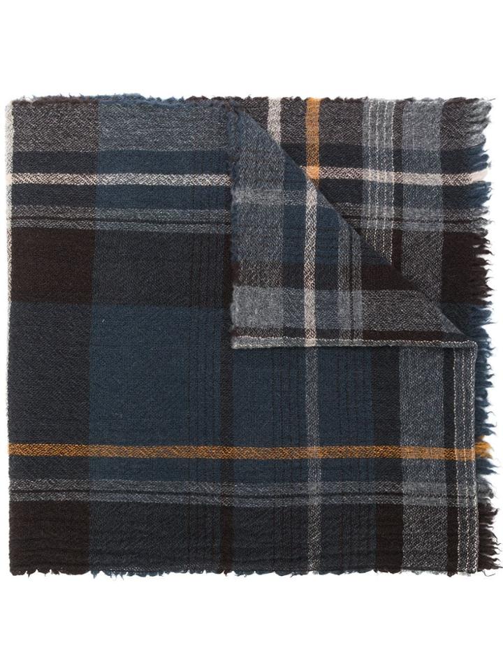 Altea Plaid Knitted Scarf - Blue
