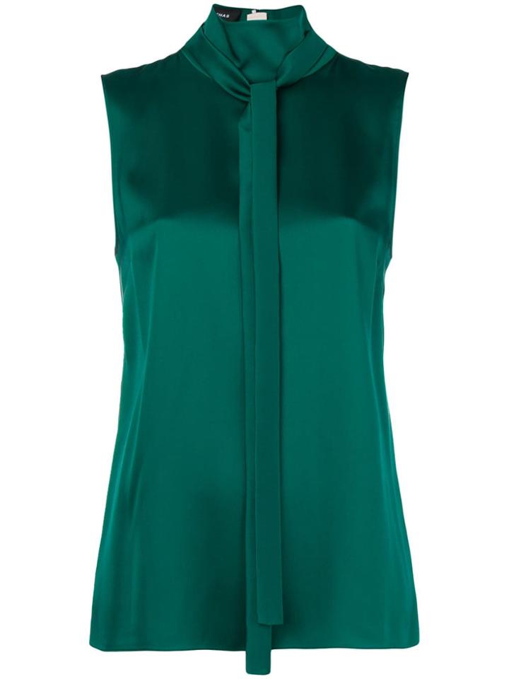 Rochas Tie Neck Sleeveless Blouse - Green