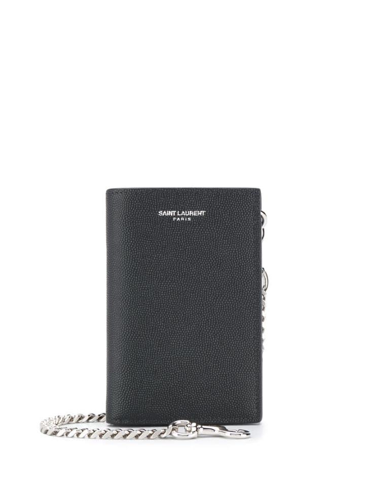 Saint Laurent Logo Print Wallet - Black