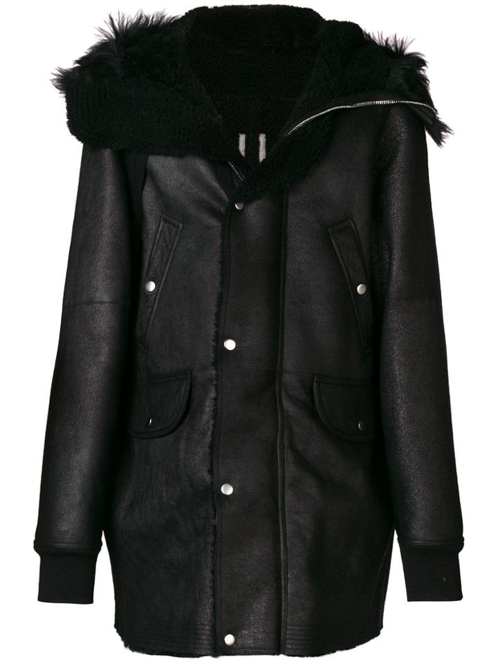 Rick Owens Oversized Shearling Jacket - Black