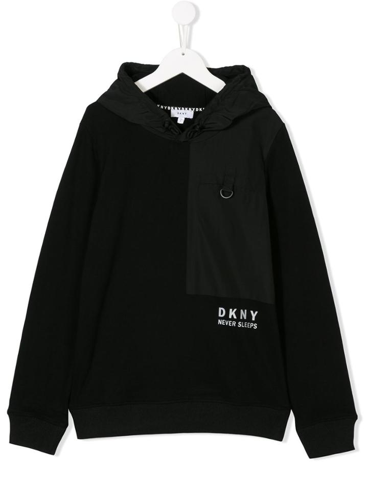 Dkny Kids Teen Bi-material Hoodie - Black