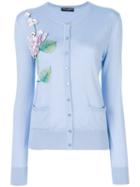 Dolce & Gabbana - Floral Embroidered Cardigan - Women - Silk/cashmere - 44, Blue, Silk/cashmere