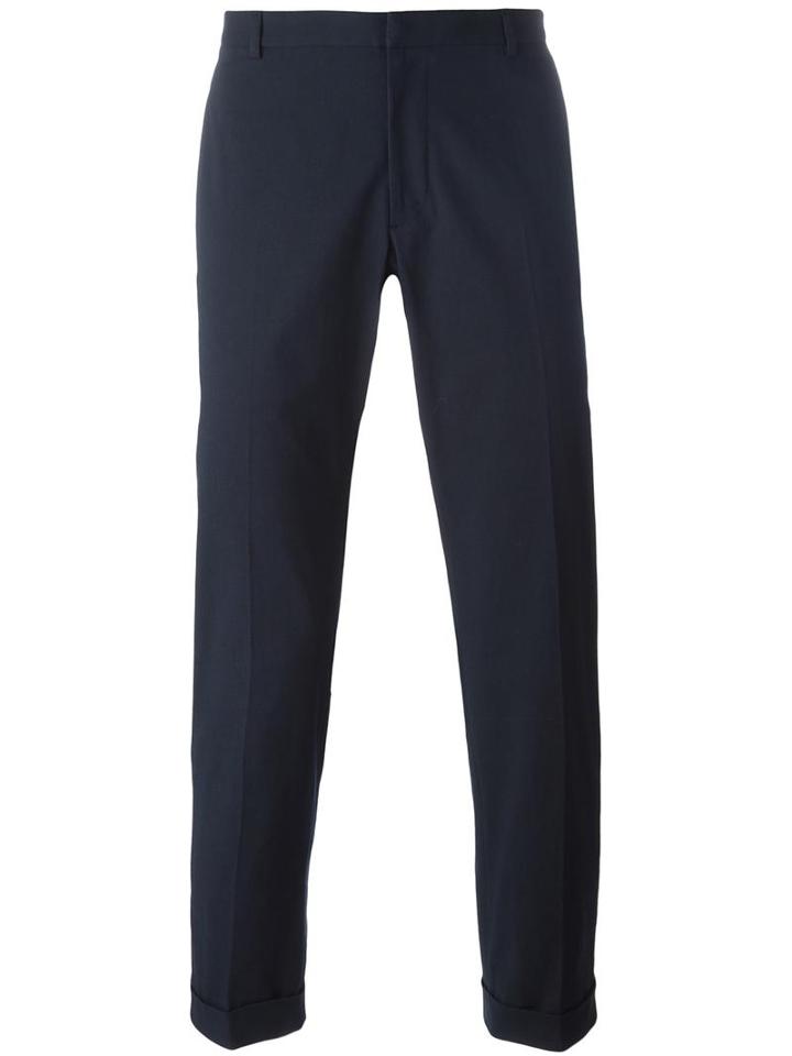 Jil Sander Cuffed Trousers, Men's, Size: 46, Blue, Cotton/spandex/elastane