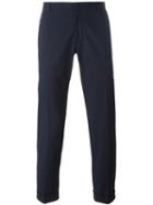 Jil Sander Cuffed Trousers, Men's, Size: 46, Blue, Cotton/spandex/elastane