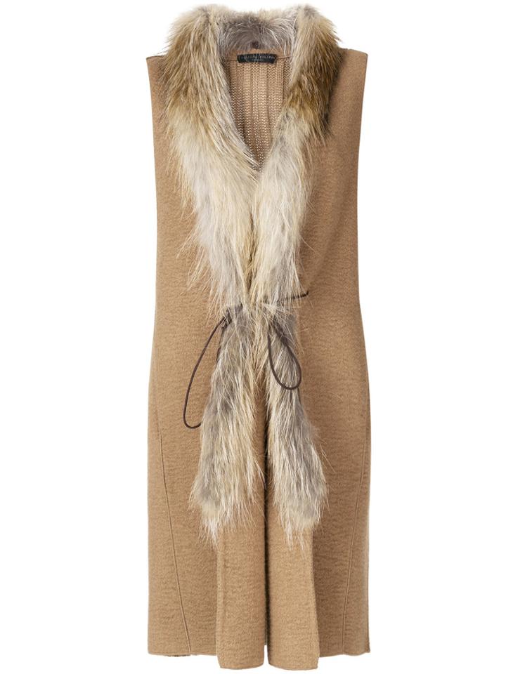 Fabiana Filippi Fur-trim Gilet Coat - Brown