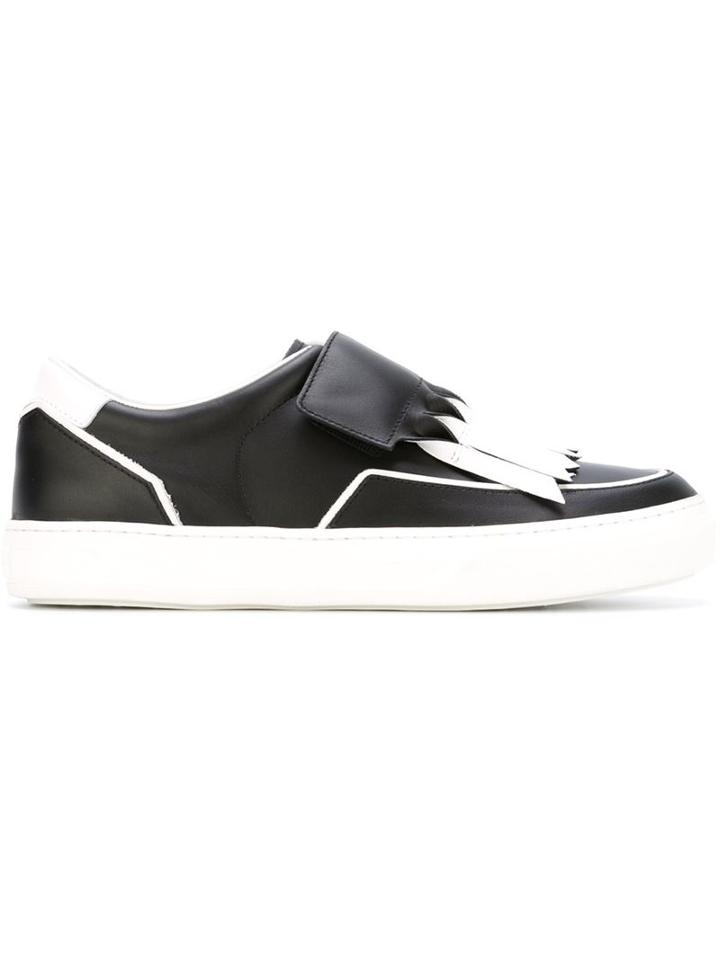 Tod S Fringed Velcro Sneakers, Women's, Size: 38.5, Black, Leather/rubber