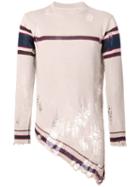 Maison Mihara Yasuhiro Distressed Jumper, Men's, Size: 50, White, Cotton/acrylic