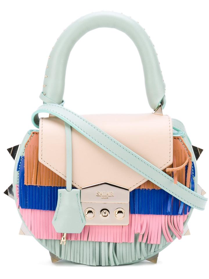 Salar - Fringed Saddle Tote - Women - Leather/acrylic - One Size, Green, Leather/acrylic