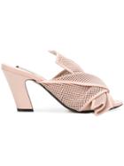 No21 Perforated Bow Detail Mules - Pink & Purple