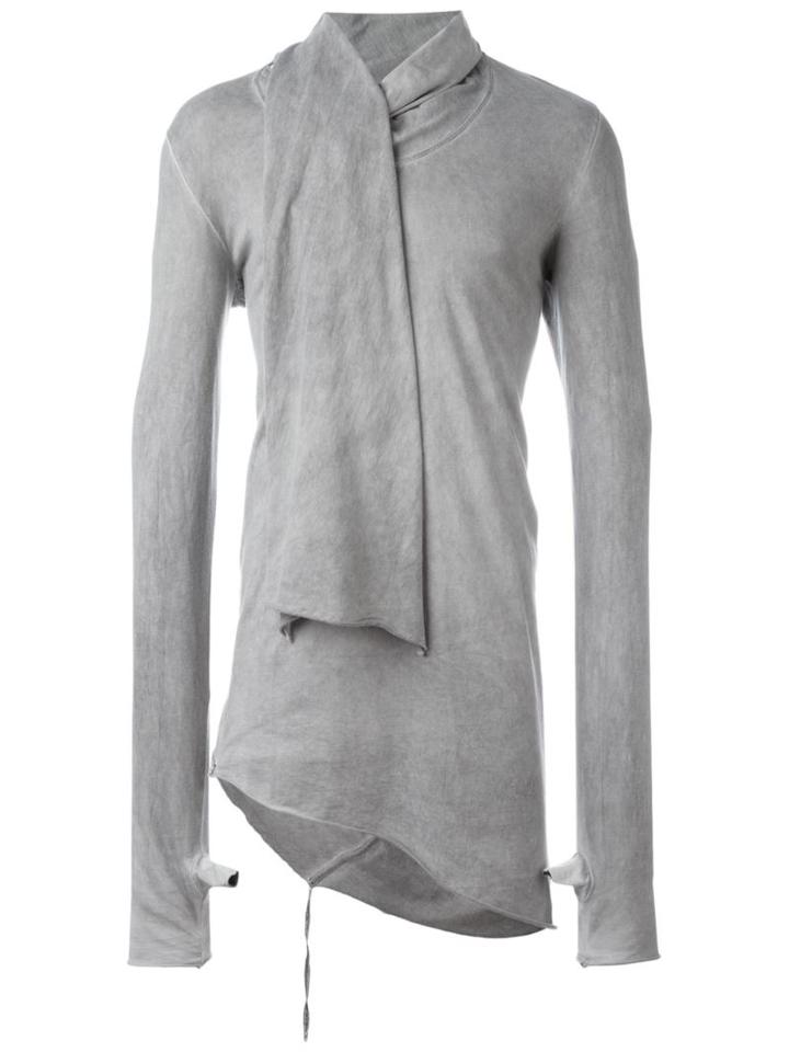 Lost & Found Rooms Thumb Sleeves Scarf Sweater, Men's, Size: L, Grey, Cotton