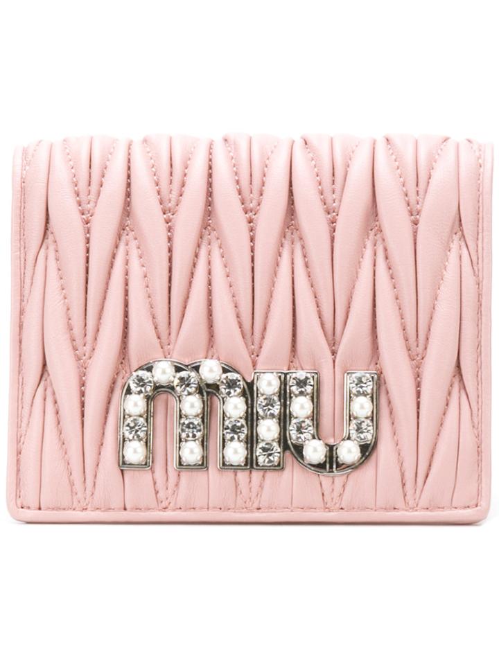 Miu Miu Matelassé Cardholder - Pink & Purple