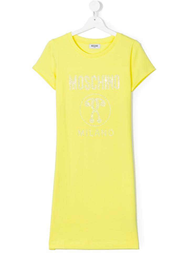 Moschino Kids Embellished Logo T-shirt Dress - Yellow & Orange