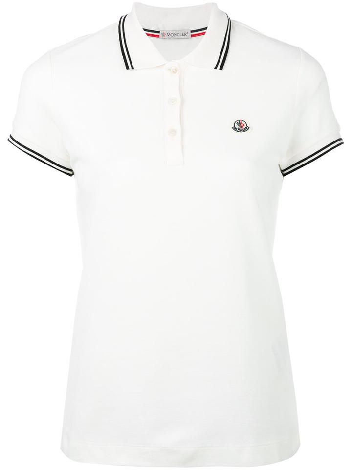 Moncler Striped Trim Polo Shirt, Women's, Size: Xs, White, Cotton