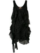 Nº21 Ruffle And Feather Trim Knit Tank Dress - Black