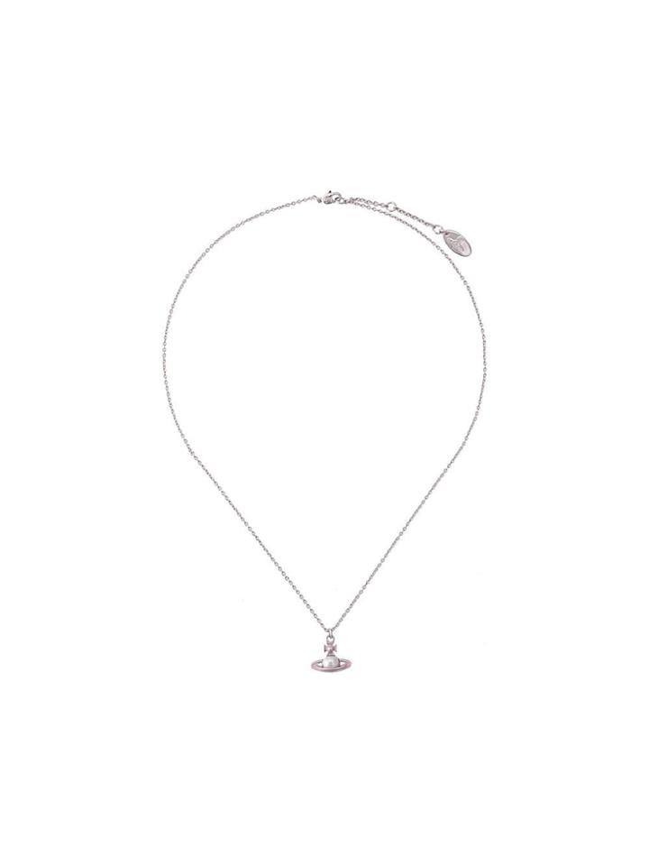 Vivienne Westwood Small Pearl Logo Necklace - Silver