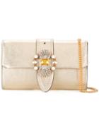 Miu Miu Crystal Embellished Clutch, Women's, Grey, Goat Skin/metal/glass