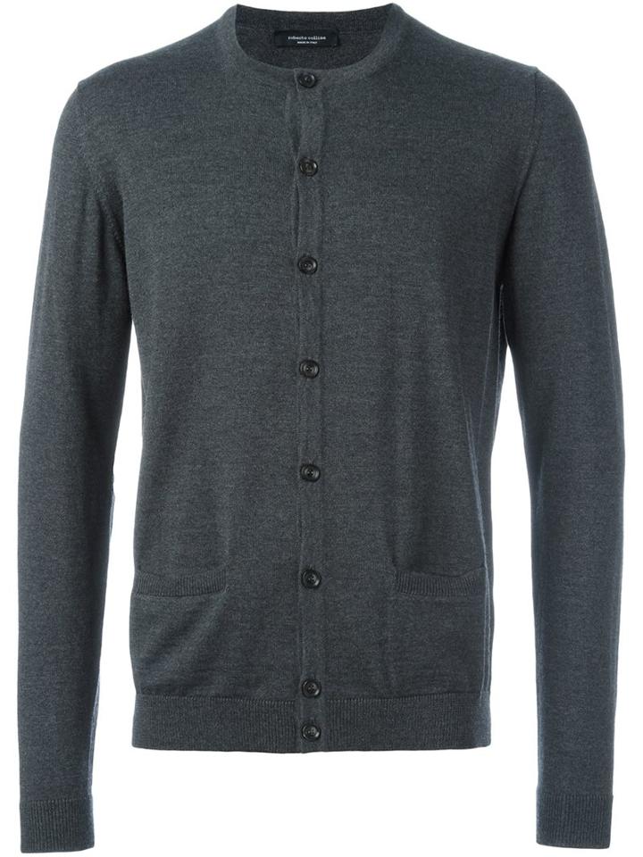 Roberto Collina Button Cardigan, Men's, Size: 50, Grey, Merino