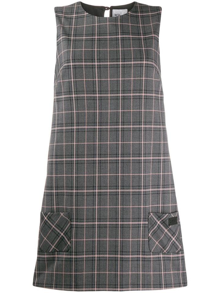 Be Blumarine Check Pattern Shift Dress - Grey