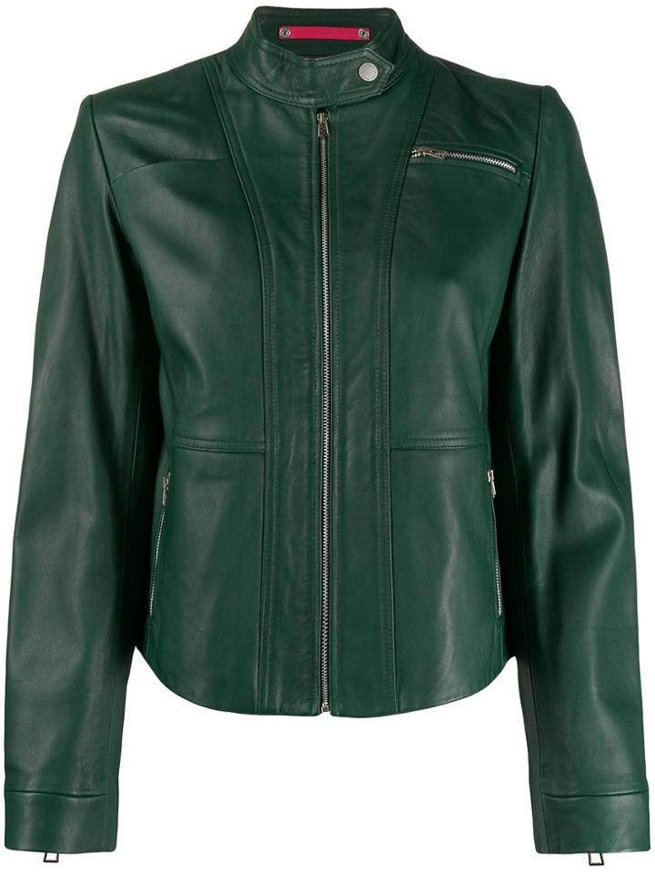 Ps Paul Smith Regular-fit Zip-up Biker Jacket - Green