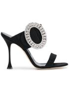 Manolo Blahnik Oversized Buckle Sandals - Black