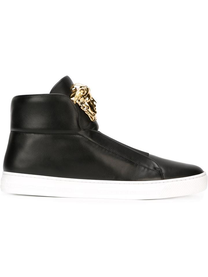 Versace Medusa Hi-top Sneakers, Men's, Size: 41, Black, Calf Leather/leather/rubber