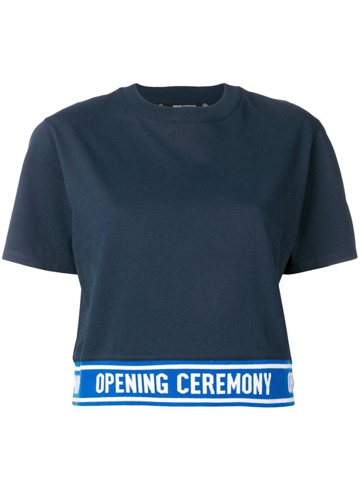 Opening Ceremony Cropped Logo Band T-shirt - Blue