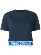 Opening Ceremony Cropped Logo Band T-shirt - Blue