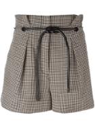 3.1 Phillip Lim Origami Pleat Houndstooth Shorts, Women's, Size: 4, Brown, Viscose/wool