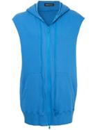 Undercover Back Print Sleeveless Hoodie - Blue