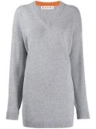 Marni V-neck Oversized Jumper - Grey