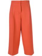 Fendi - Cropped Tailored Trousers - Women - Silk/wool - 38, Yellow/orange, Silk/wool