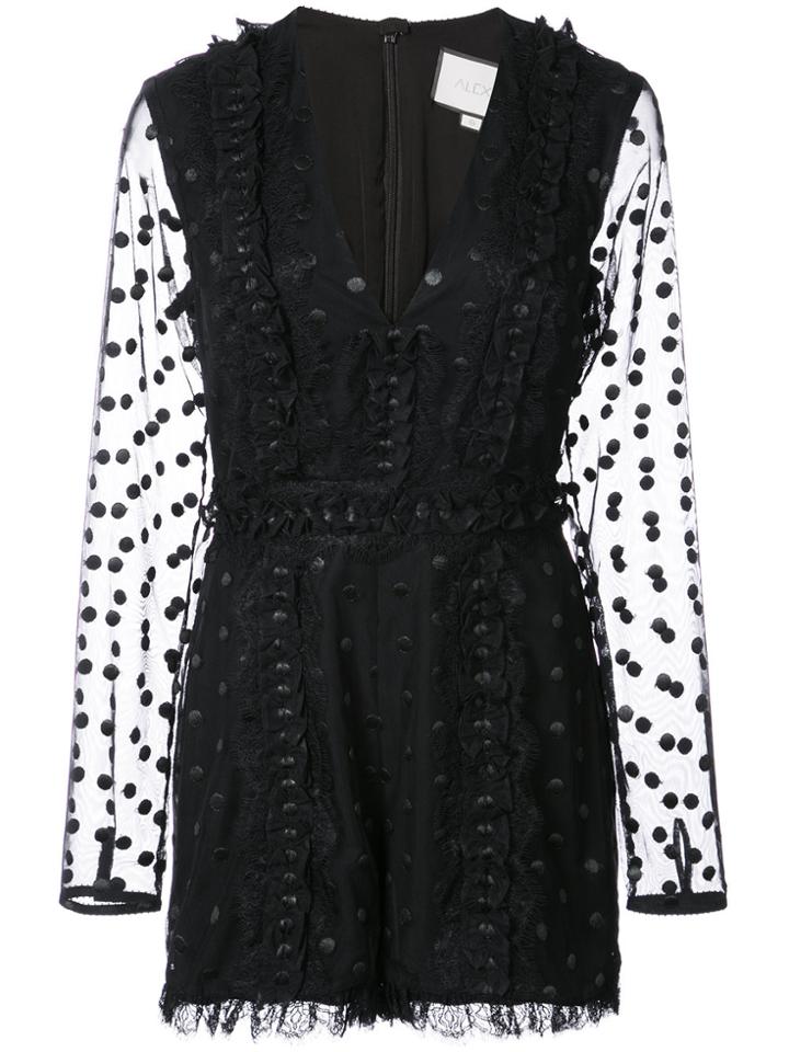 Alexis Lace Embroidered Playsuit - Black