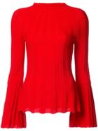Oscar De La Renta Ribbed Flared Sleeve Top