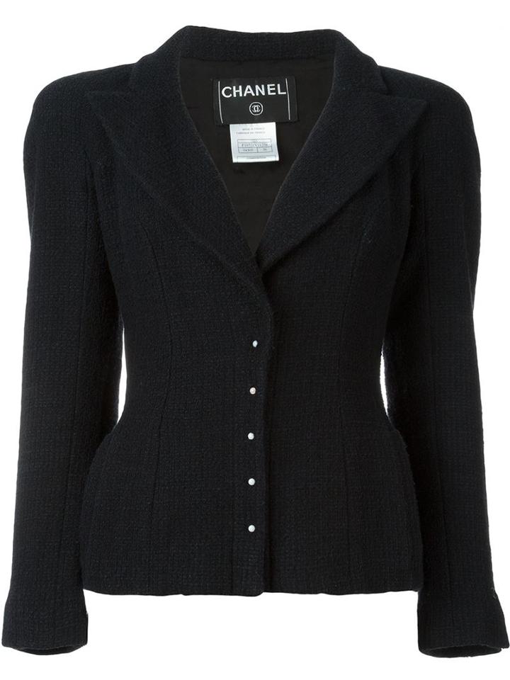 Chanel Vintage Peaked Lapel Jacket, Women's, Size: 38, Black